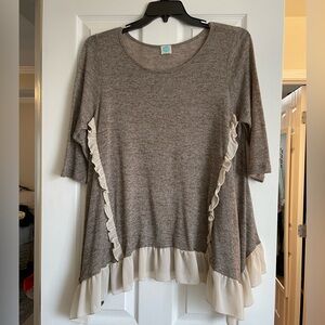 Chic Tan and Cream Women's Sweater Tunic